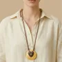 Bijoux - Collier long pendentif nacre et bois - Wild Heart - NATURE BIJOUX