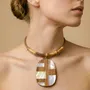 Bijoux - Collier gros pendentif bambou & nacre - Kamakura - NATURE BIJOUX