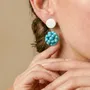 Bijoux - Boucles d'oreilles poussoir pendant boule tissée - Manitoba - NATURE BIJOUX