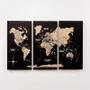 Objets de décoration - Carte du monde en bois 3D triptyque sans cadre – Terra L Noir - ENJOY THE WOOD