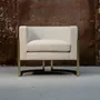 Fauteuils pour collectivités - Fauteuil Salon bas Structure laiton & assise velour JULIUS - COM/COL - DUISTT