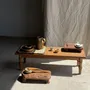 Tabourets - Petit tabouret, repose-pied en teck blond monoxyle organique wabi-sabi - OFFICE OBJETS