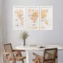 Autres décorations murales - Carte du monde 3D en bois triptyque doré L, cadre noir - ENJOY THE WOOD