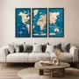 Autres décorations murales - Carte du monde 3D en bois triptyque doré L, style océan - ENJOY THE WOOD