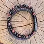 Bracelets - BRACELET CUIR NOIR AVEC OEIL DE TAUREAU ET ONYX - JOLIE JULIE