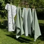 Tea towel - Torchon de cuisine recyclé LINNEA, 4 MOTIFS , Blanc/Vert 50x70cm - BY WILLE