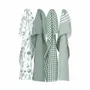Tea towel - Torchon de cuisine recyclé LINNEA, 4 MOTIFS , Blanc/Vert 50x70cm - BY WILLE