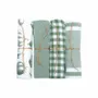 Tea towel - Torchon de cuisine recyclé LINNEA, 4 MOTIFS , Blanc/Vert 50x70cm - BY WILLE