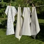 Torchons textile - Torchon de cuisine recyclé LINNEA, 4 motifs , Blanc/Lin 50x70cm - BY WILLE