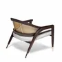 Fauteuils pour collectivités - Fauteuil bas WORMLEY assise fourrure, Bois massif, cannage & laiton - DUISTT