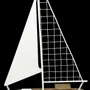 Decorative objects - White and wood sailboat, H. 12" x W. 7" - TRADE WINDS