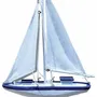 Objets de décoration - Voilier stylisé blc-bleu en bois, L. 23 cmxH.36.5cmxl.4.5 cm - TRADE WINDS