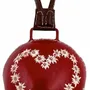 Objets de décoration - Cloche métal coeur Edelweiss rouge attache cuir 17 x 17 cm - TRADE WINDS