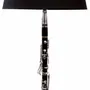 Lampes à poser - Lampe clarinette en laiton nickelé, base en pierre, H.92 cm, 230V - E27 - 60W, livrée av aj - TRADE WINDS