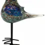 Objets de décoration - Oiseau bleu en verre pailleté dore sur pieds, H : 18 cm - TRADE WINDS