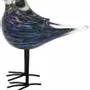 Objets de décoration - Oiseau bleu strié en verre pailleté vert sur pieds, H : 17,5 cm - TRADE WINDS