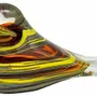 Objets de décoration - Oiseau jaune ambre et bleu en verre, L : 15 cm - TRADE WINDS