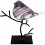 Objets de décoration - Oiseau violet en verre pailleté dore sur branche métal, H : 26 cm - TRADE WINDS