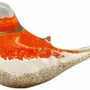 Objets de décoration - Oiseau orange et blanc pailleté dore en verre, L : 15 cm - TRADE WINDS