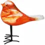 Objets de décoration - Oiseau rouge, rose et blanc en verre sur pieds, H : 13 cm - TRADE WINDS
