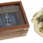 Objets de décoration - Boussole de Brunton laiton brillant dans coffret bois, diam.8 cm - TRADE WINDS