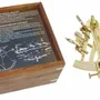 Objets de décoration - Sextant laiton brillant dans coffret bois, L.12 cm - TRADE WINDS
