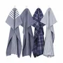 Tea towel - Torchon de cuisine recyclé Recycling , 4 motifs , Bleu M/Blanc 50x70cm - BY WILLE