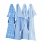 Tea towel - Torchon de cuisine recyclé Recycling , 4 motifs , Bleu C/Blanc 50x70cm - BY WILLE