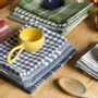 Tea towel - Torchon de cuisine recyclé Recycling , 4 motifs , Bleu G/Blanc 50x70cm - BY WILLE