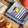 Torchons textile - Torchon de cuisine recyclé Recycling , 4 motifs , Bleu/Blanc 50x70cm - BY WILLE