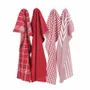 Tea towel - Torchon de cuisine recyclé Recycling , 4 motifs , Rouge/Beige 50x70cm - BY WILLE