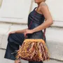 Bags and totes - Raffia bag with fringes KIKI ( Burgundy) - KLEO