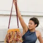 Bags and totes - Raffia bag with fringes KIKI ( Burgundy) - KLEO