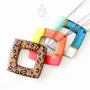 Bijoux - Collier à pendentif carré géométrique en bois - PINTONIK