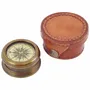 Decorative objects - Compass, antique brass finish, with leather pouch, diam. 2''1/3 - TRADE WINDS