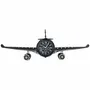 Horloges - Horloge murale avion biréacteur, métal noir, 3 aiguilles, 143 x 20 x H. 46 cm - TRADE WINDS
