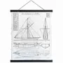 Autres décorations murales - Toile parchemin 1 vieux gréement XIXe, 35,5 x 46 cm - TRADE WINDS