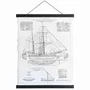 Autres décorations murales - Toile parchemin 2 navires XIXe, 35,5 x 46 cm - TRADE WINDS