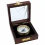 Objets de décoration - Boussole, finition laiton brillant dans coffret vitré gravé, diam. 5 cm - TRADE WINDS