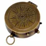 Objets de décoration - Boussole laiton vieilli, D.5 cm av bloqueur d'aiguille, livrée ds étui cuir embossé rose des vents, à porter à la ceinture - TRADE WINDS