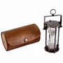 Decorative objects - Hourglass with leather pouch, antic brass finish, H. 3"3/4 - TRADE WINDS