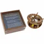 Objets de décoration - Cadran solaire a boussole, laiton vieilli, dans coffret bois, diam 7.5 cm - TRADE WINDS