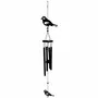 Ornaments - Wind chimes black and white métal bird, 4 tubes, H : 29"1/2 x diam. 4"3/4 - TRADE WINDS