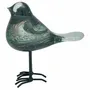 Objets de décoration - Oiseau vert et anthracite pailleté dore en verre sur pieds, H : 18 cm - TRADE WINDS
