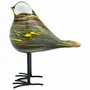 Decorative objects - Amber yellow and blue glass bird on métal feet H : 5" - TRADE WINDS