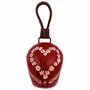 Objets de décoration - Cloche métal coeur Edelweiss rouge attache cuir 17 x 17 cm - TRADE WINDS