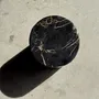 Coffee tables - Small side table in black petrified wood with beige stripes H28 D18 - OFFICE OBJETS