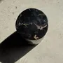 Coffee tables - Small side table in black petrified wood with streaks and beige low si - OFFICE OBJETS