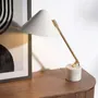 Lampes à poser - Lampe de table en acier blanc et acier poli doré avec base en marbre céramique - ANGEL CERDÁ