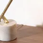 Lampes à poser - Lampe de table en acier blanc et acier poli doré avec base en marbre céramique - ANGEL CERDÁ